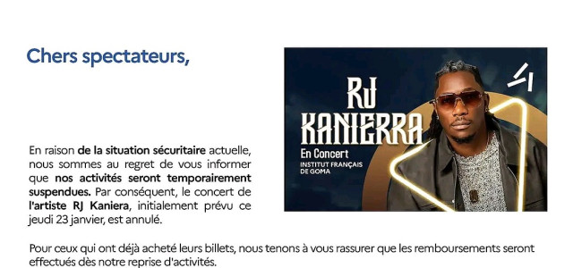 Guerre à l'Est : le concert de RJ Kaniera annulé