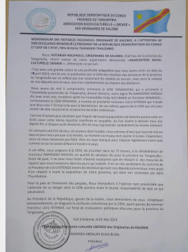 Kalemie : senatoriale: Les notables Holoholo accusent la CENI de fraude et appellent à l'intervention du chef de l'état ( Memo )